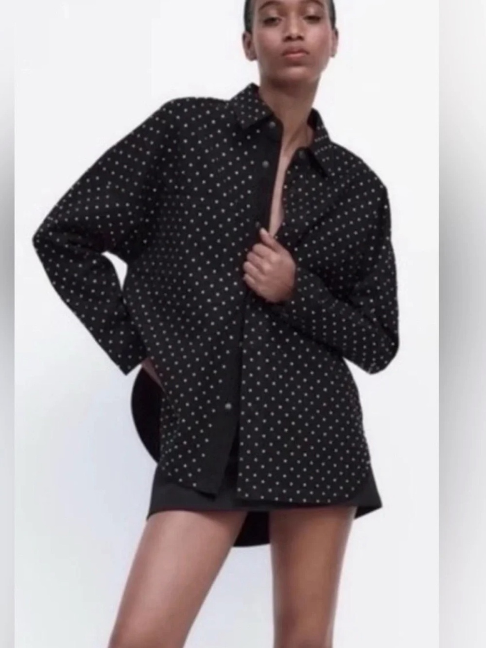 Zara rhinestone embellished shacket